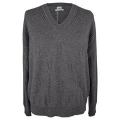 Hermes Pullover Voyage Weiter V-Ausschnitt Gris Anthrazit 40 / 6