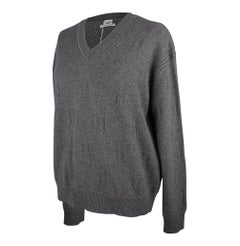 Hermes Sweater Voyage Wide V-Neck Gris Anthracite 40 / 6