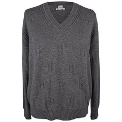 Hermes Sweater Voyage Wide V-Neck Gris Anthracite 42 / 8 New w/Pouch