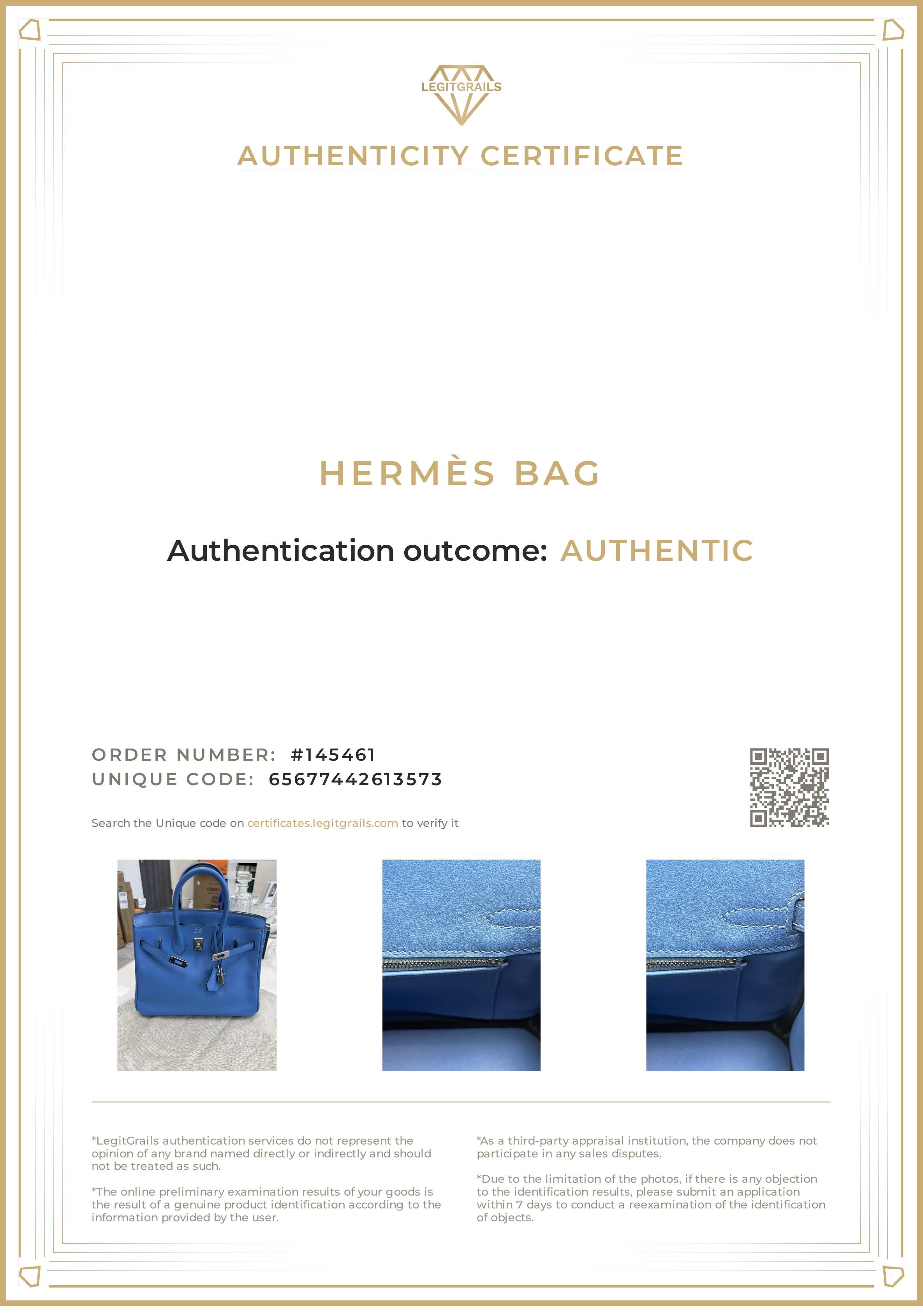 Hermes Swift Birkin 25 Bleu Paradis Kalbsleder Palladium Hardware Handtasche im Angebot 15