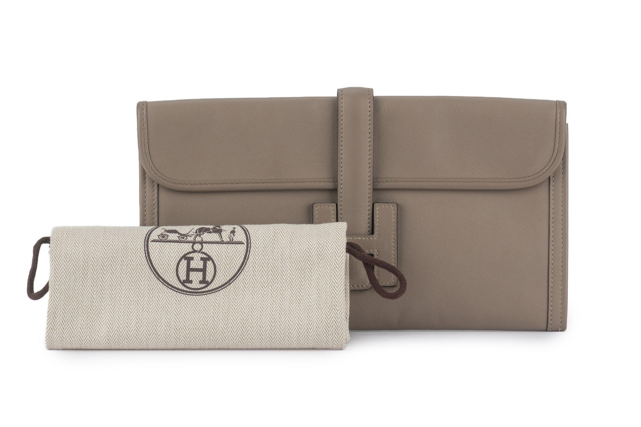 Hermès Swift Jige Elan 29 Clutch Etoupe in vendita 3
