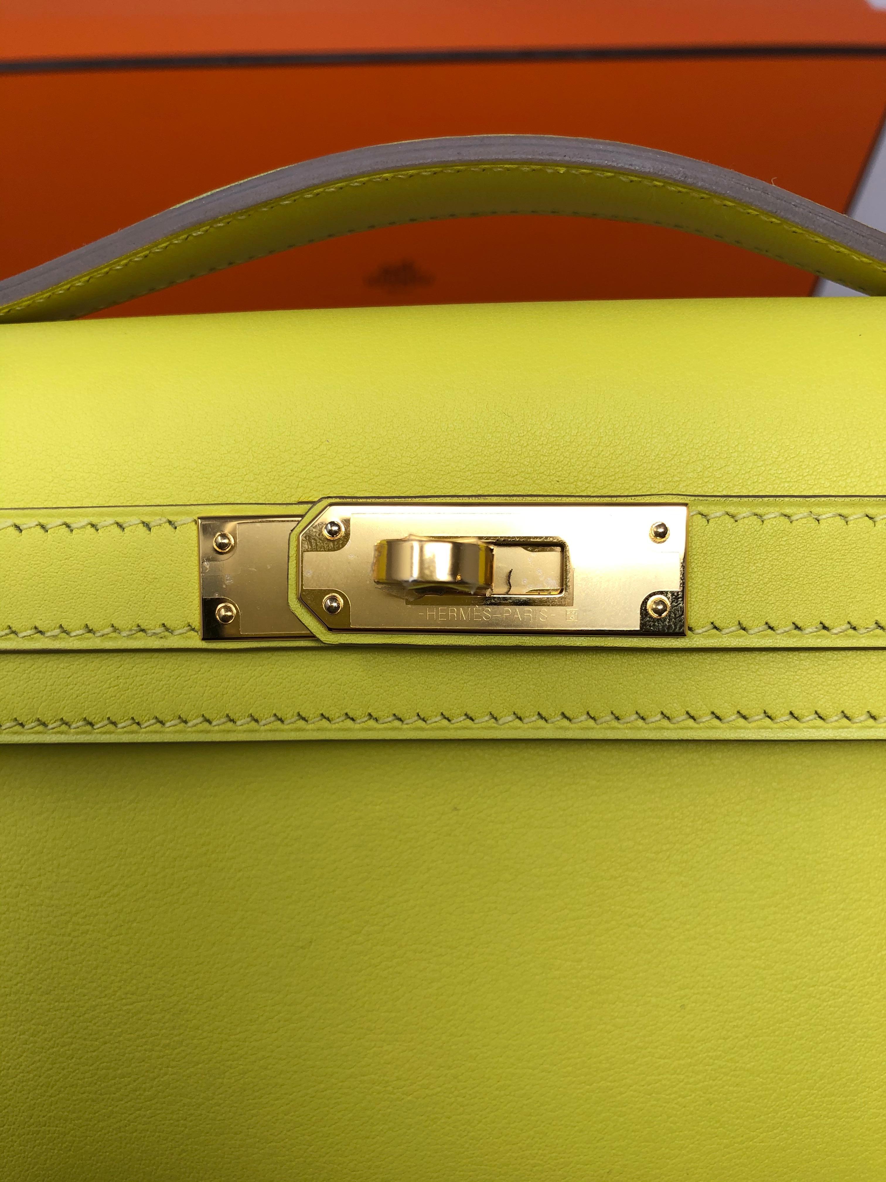 Hermes Swift Kelly Cut Clutch Yellow In New Condition In Athens, GA