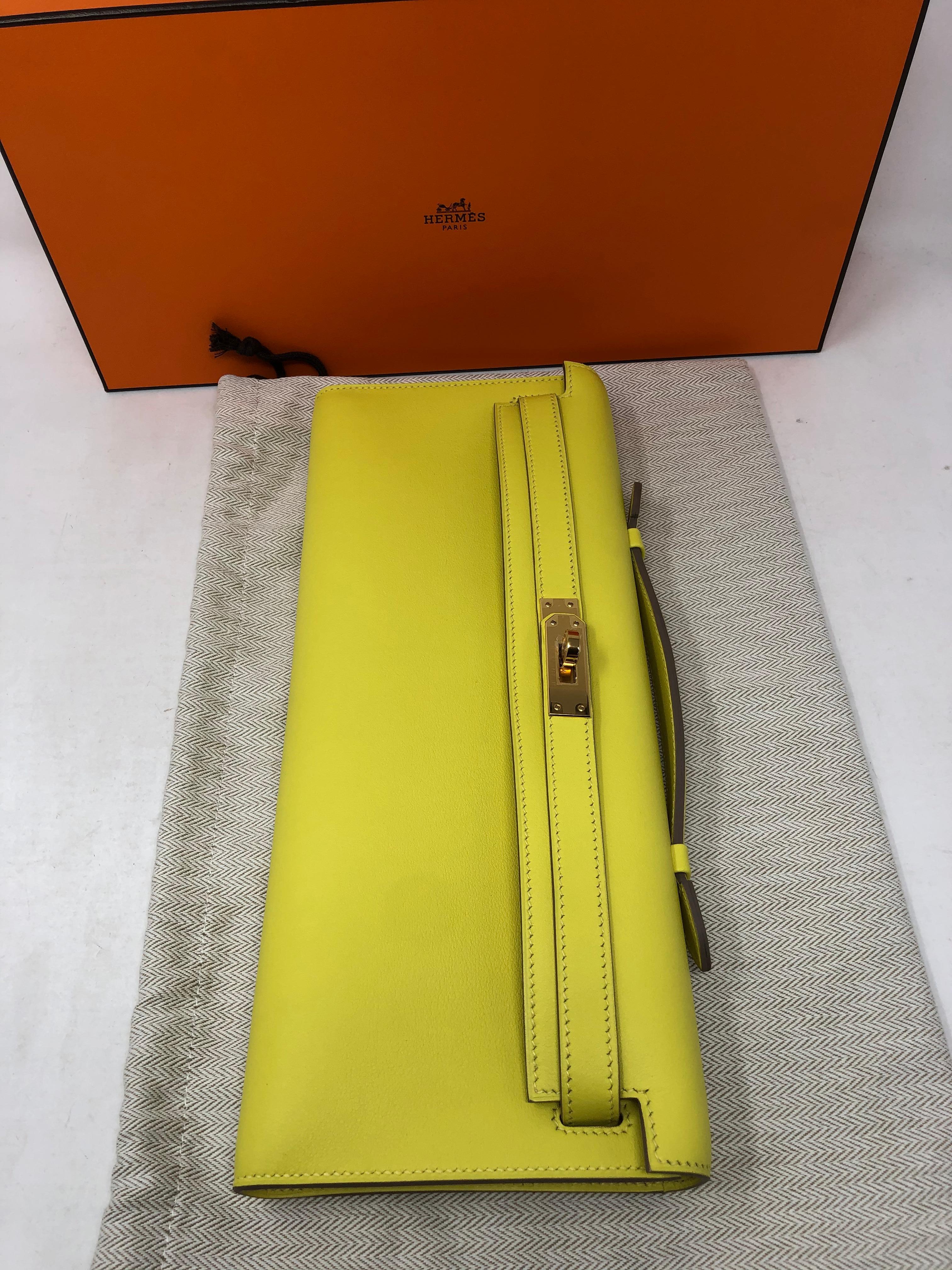 Hermes Swift Kelly Cut Clutch Yellow 1