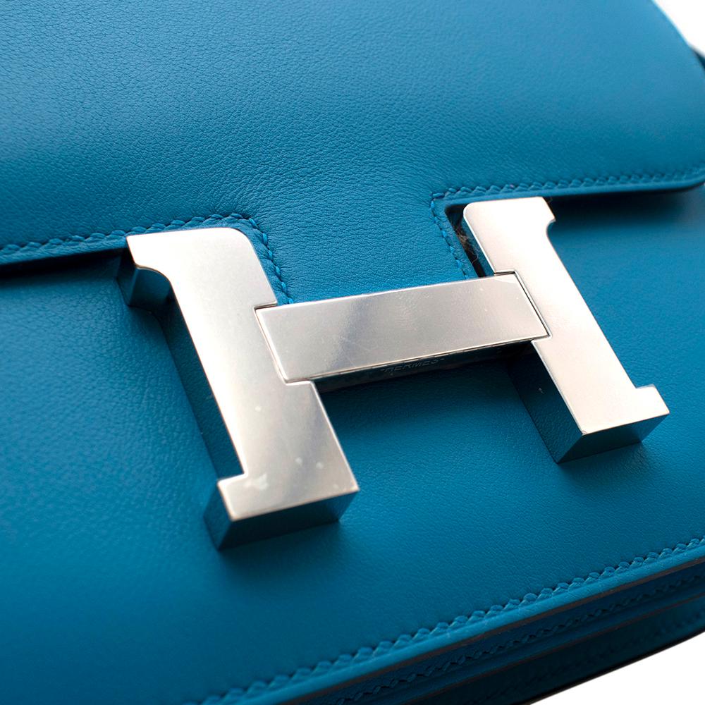 Hermes Swift Leather Blue Frida Constance 18 PHW For Sale 1