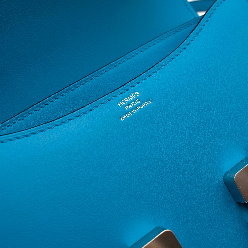 Hermes Swift Leather Blue Frida Constance 18 PHW For Sale 3