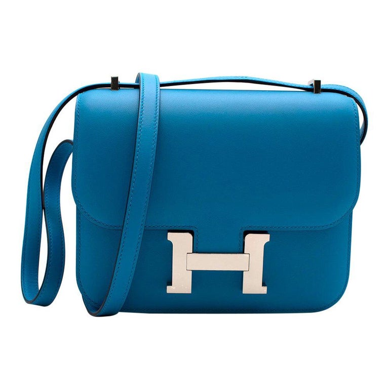 Hermes Swift Leather Blue Frida Constance 18 PHW For Sale