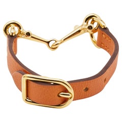 Hermes Swift Mors Bracelet en cuir plaqué or
