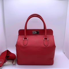 HERMES Swift Toolbox 26 Rouge Tomate Palladium HW Handbag Stamp P