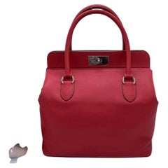 HERMES Swift Toolbox 26 Rouge Tomate Palladium HW Handbag Stamp P