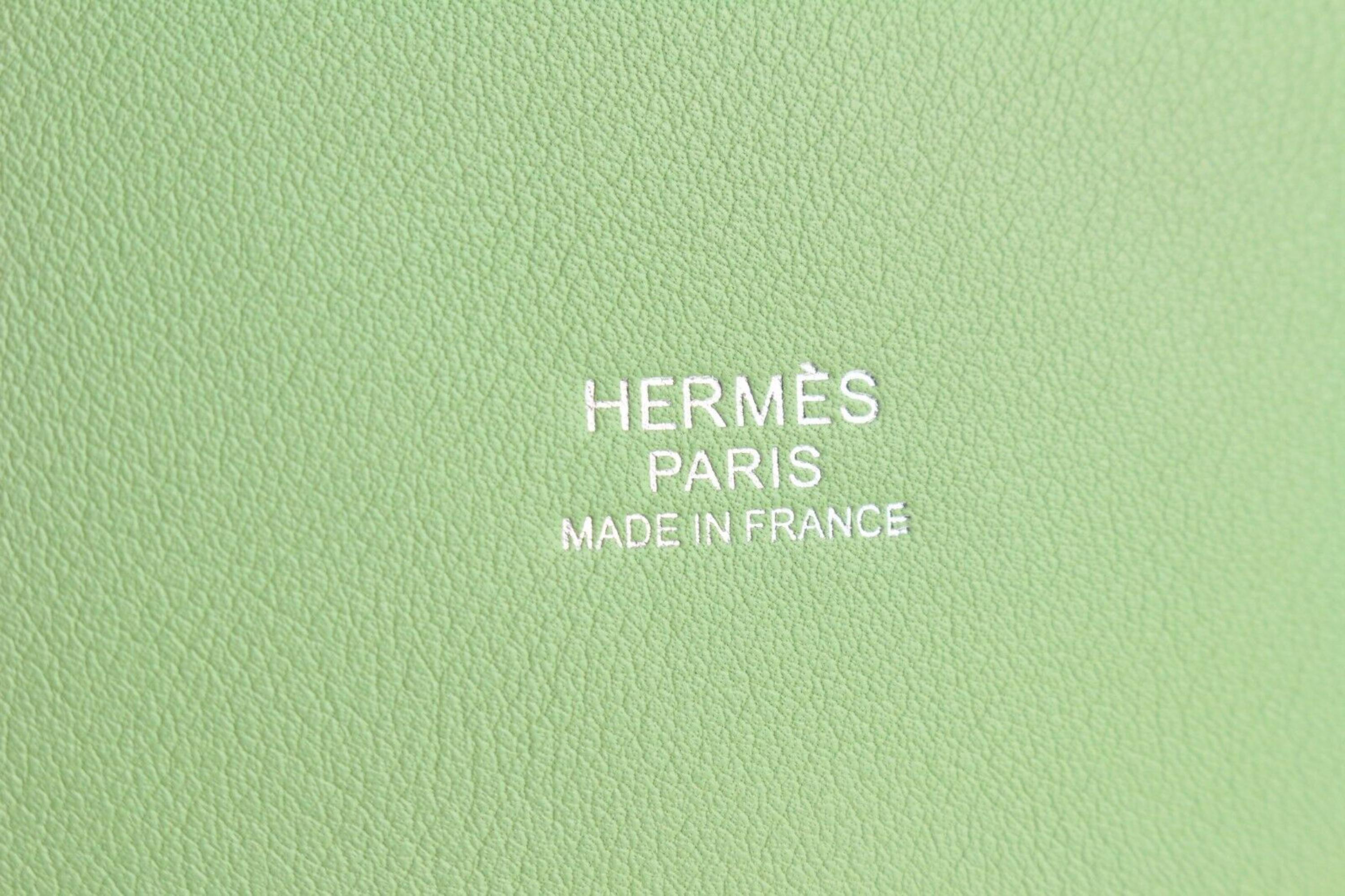 Hermes Swift Wicker Sac Farming Picnic Bag Naturel Vert Criquet 1H1118 6