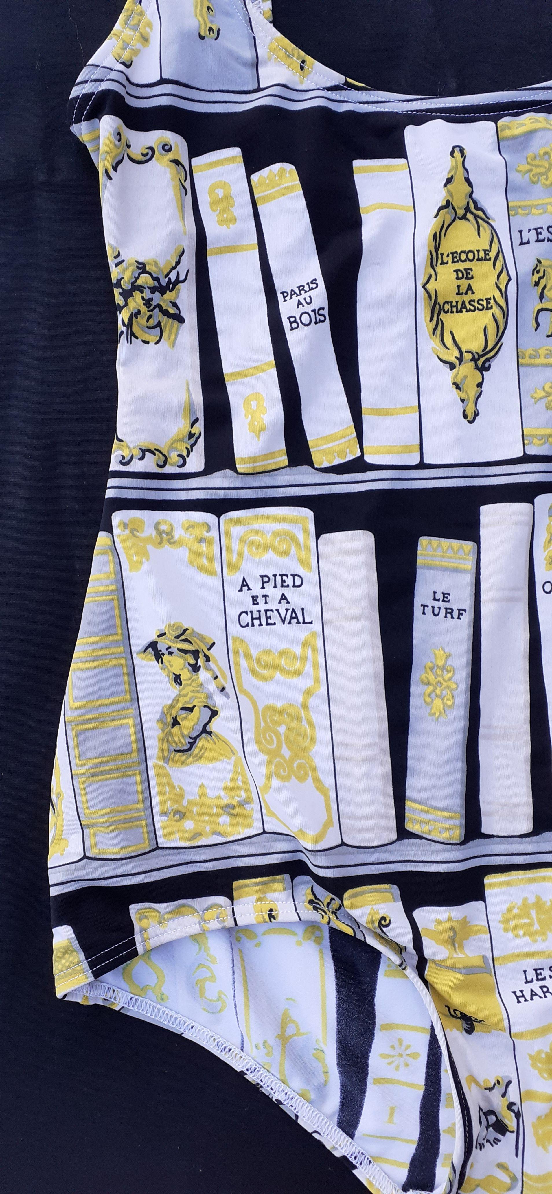Hermès Swimsuit One piece Swimwear Bibliothèque Bookshelf Print Size M en vente 2