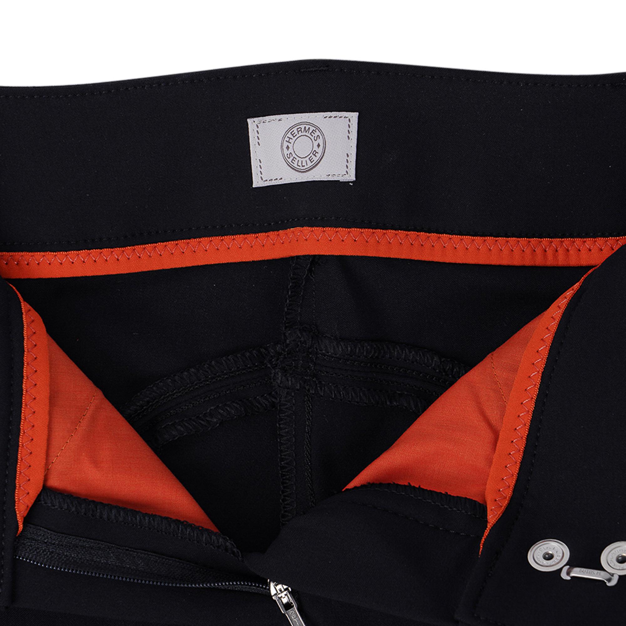 Hermes Swing Dressage Breeches Pant Black / Orange Trim 38/ 4 For Sale 6