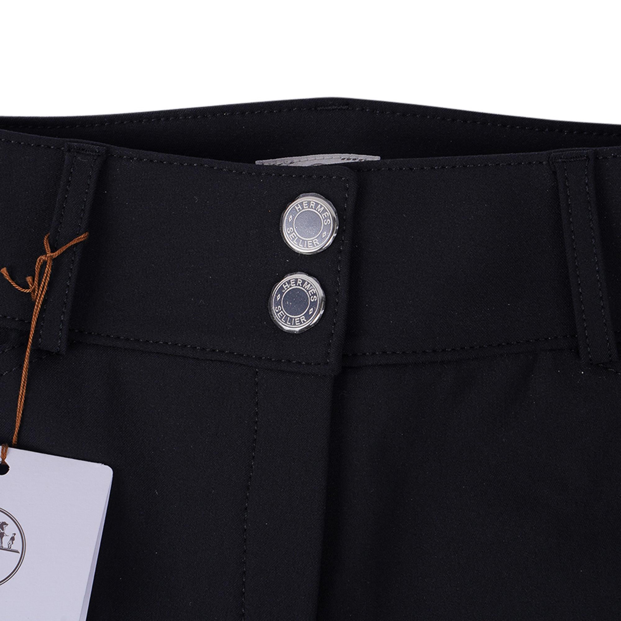 Women's Hermes Swing Dressage Breeches Pant Black / Orange Trim 38/ 4 For Sale