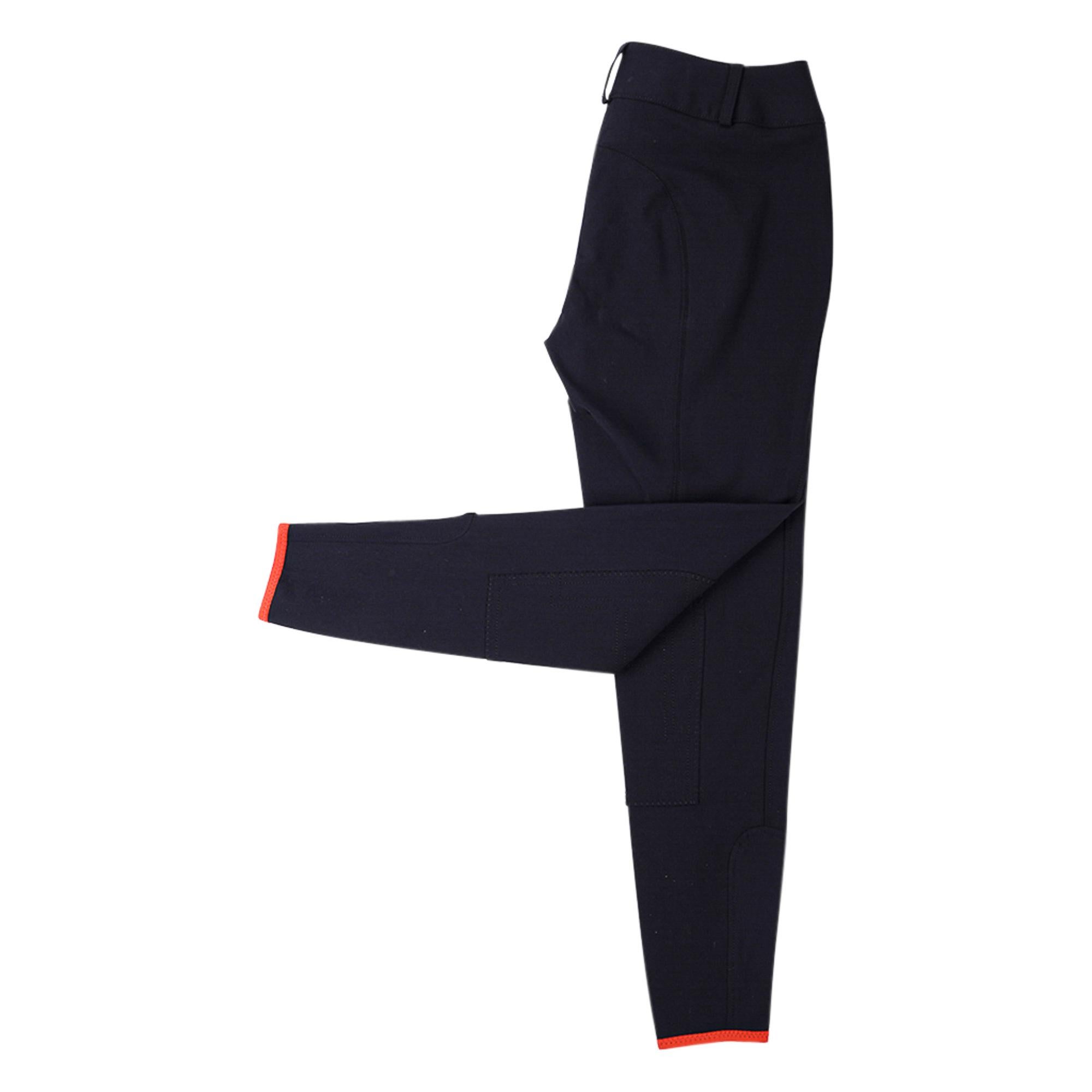 Hermes Swing Dressage Breeches Pant Black / Orange Trim 38/ 4 For Sale 2