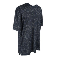 Hermes T-Shirt Men's Etriers Stirrup Print Bleu Nuit Cotton L nwt