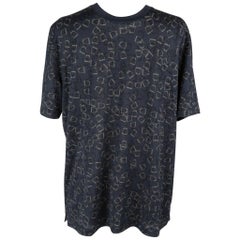 Hermes T-Shirt Uomo Etriers Stirrup Print Bleu Nuit Cotton L nwt