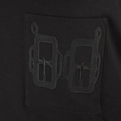 Hermes T-Shirt Women's Black Embroidered Pocket 42 nwt