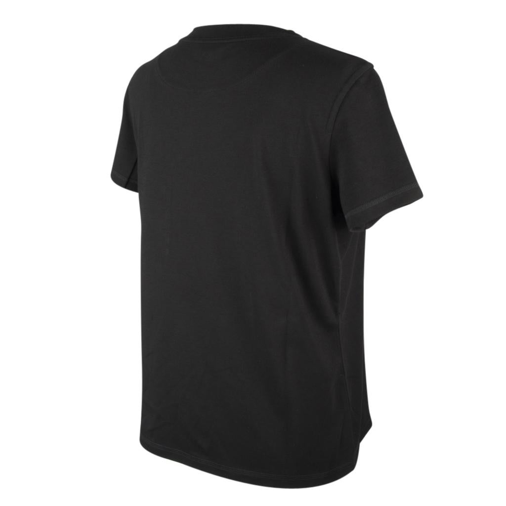 Hermès - T-shirt noir brodé pour femme avec poche, taille 42, neuf avec étiquettes en vente 3