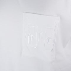 Hermes T-Shirt Women's Whte Embroidered Pocket 42 nwt