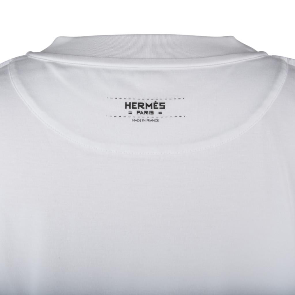 Hermes T-Shirt Women's Whte Embroidered Pocket 42 nwt For Sale 2