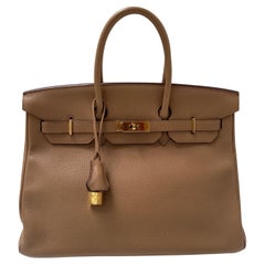 Hermes Tabac Camel Birkin 35 Bag