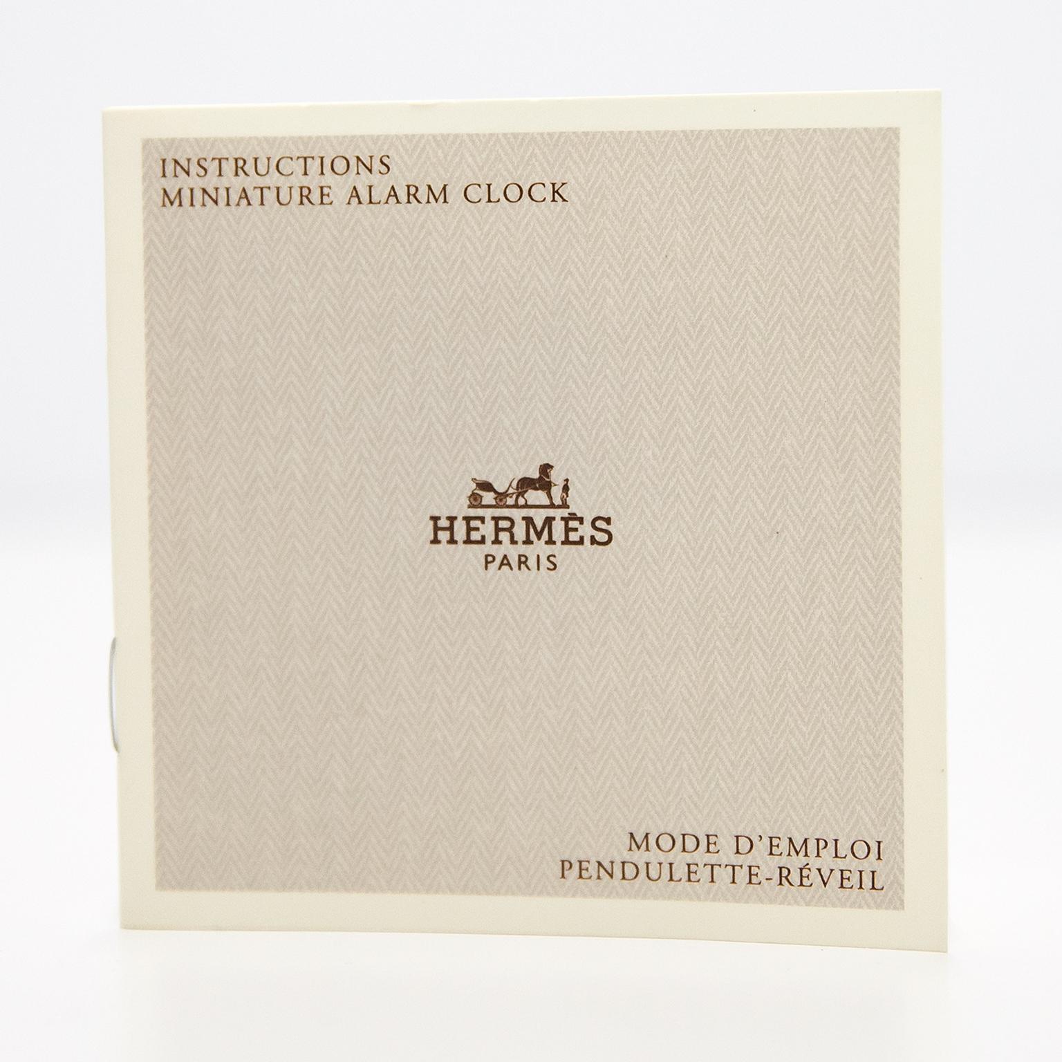 Hermès Table Steel Black Leather Alarm Clock 4