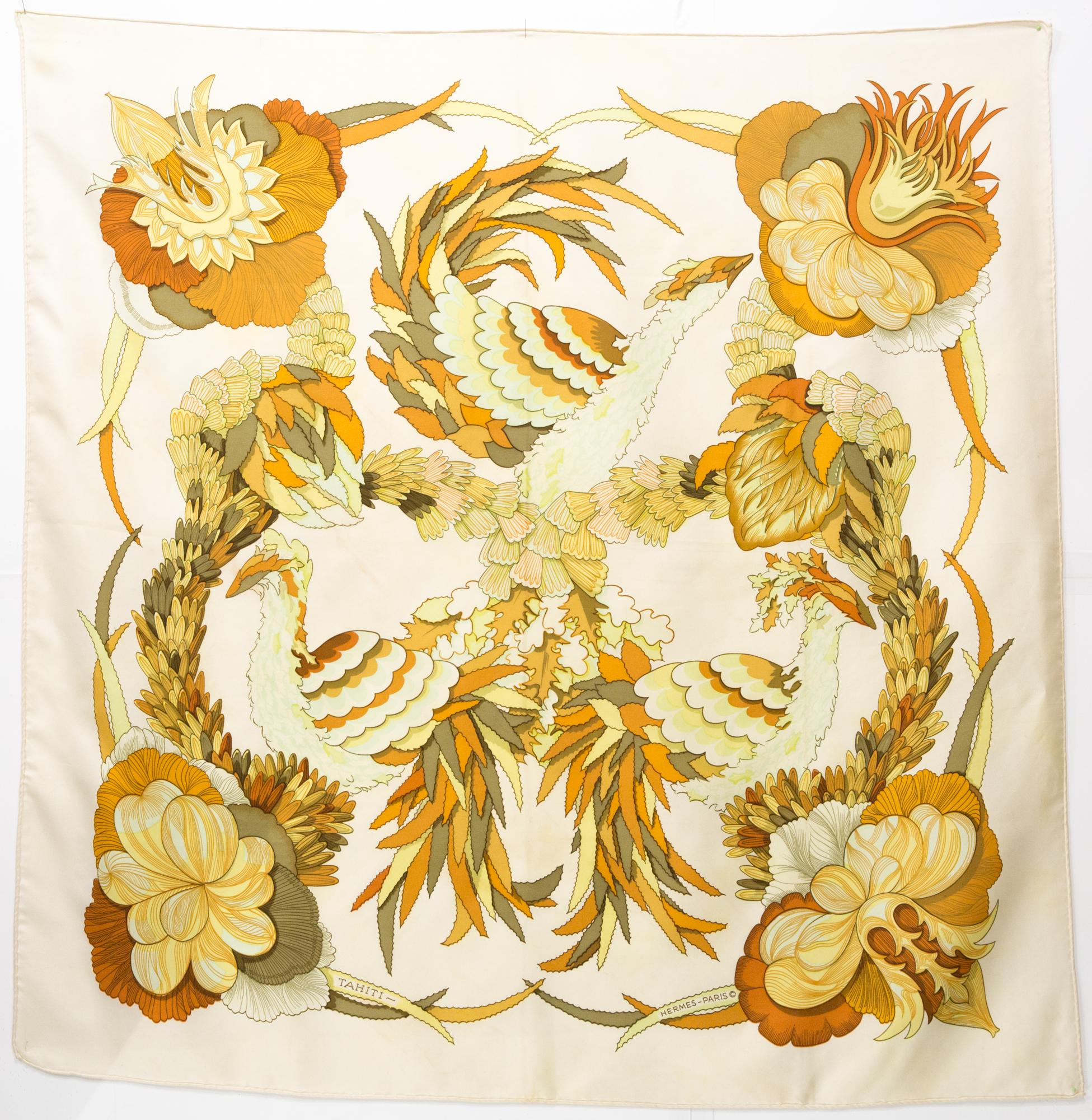 Women's or Men's Hermes Tahiti by Cathy Latham Silk Scarf For Sale