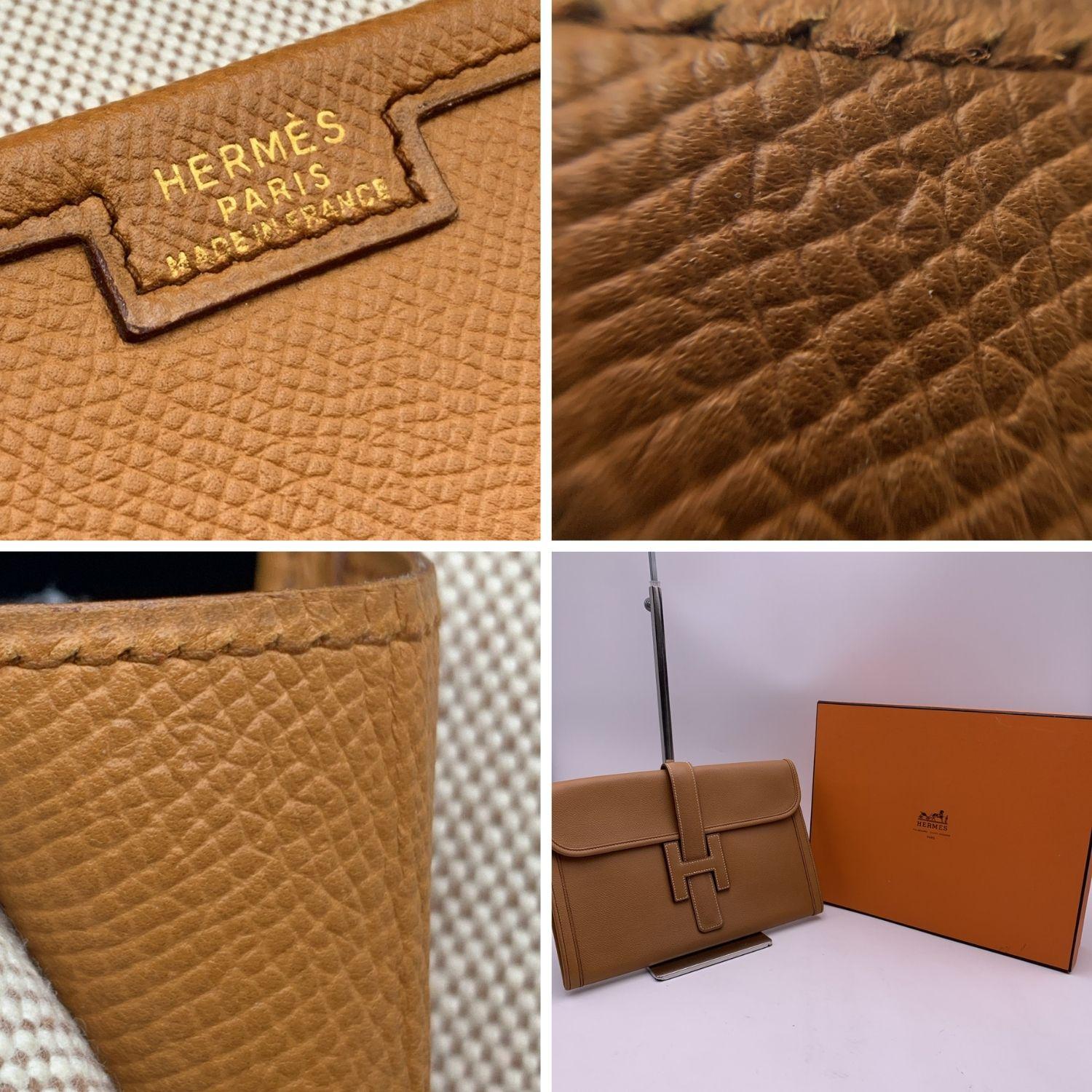 Hermes Tan Beige Leather Jige 29 cm Clutch Bag Pochette Handbag 1