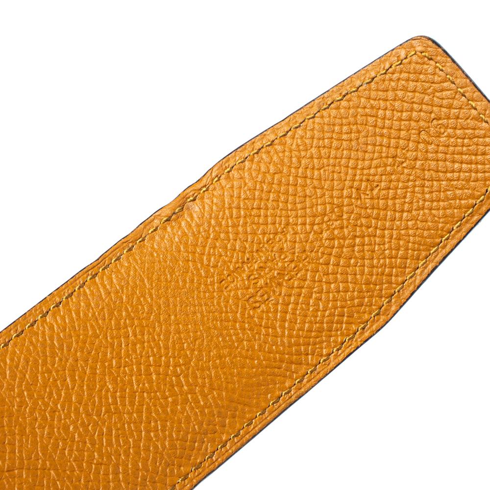 Hermes Tan/Brown Box and Togo Leather Idem Reversible Belt 90CM In Fair Condition In Dubai, Al Qouz 2