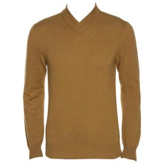 Hermes Tan Brown Rib Knit Cashmere Long Sleeve Sweater M