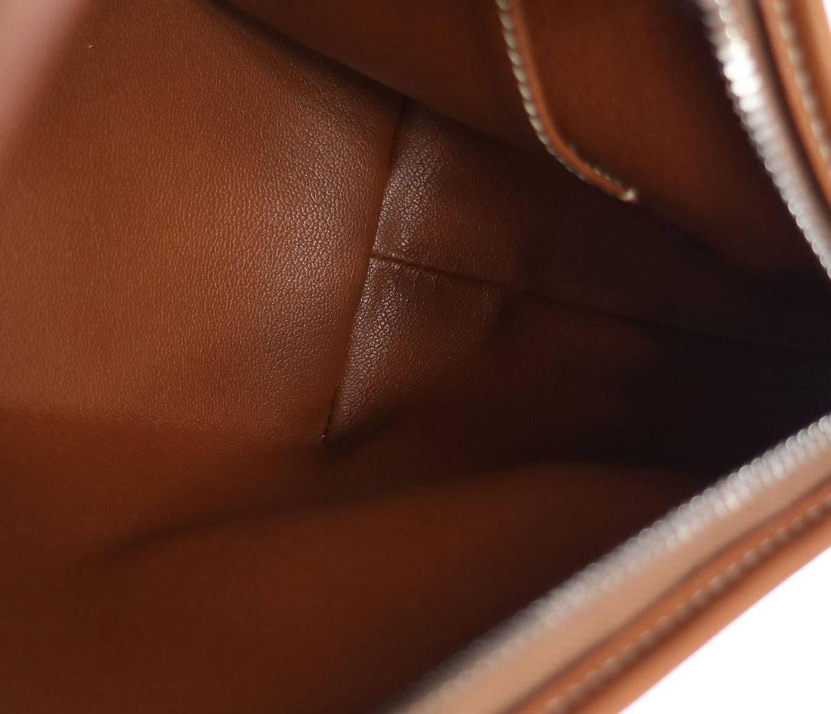 Hermes Tan Canvas Cognac Leather Trim Top Handle Satchel Shoulder Bag in Box 1