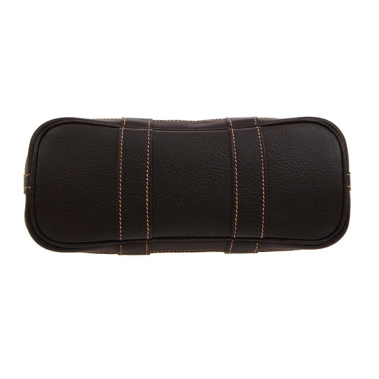 Hermes Tan Canvas Dark Brown Leather Small Mini Evening Clutch Bag in ...