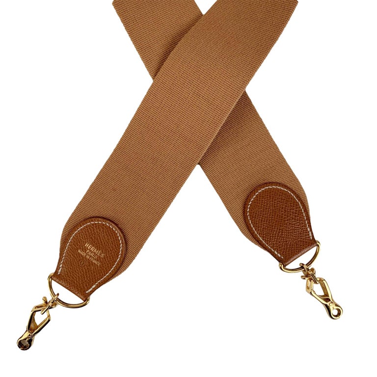Hermes Tan Canvas Leather Shoulder Strap for Evelyn Bag For Sale at 1stDibs