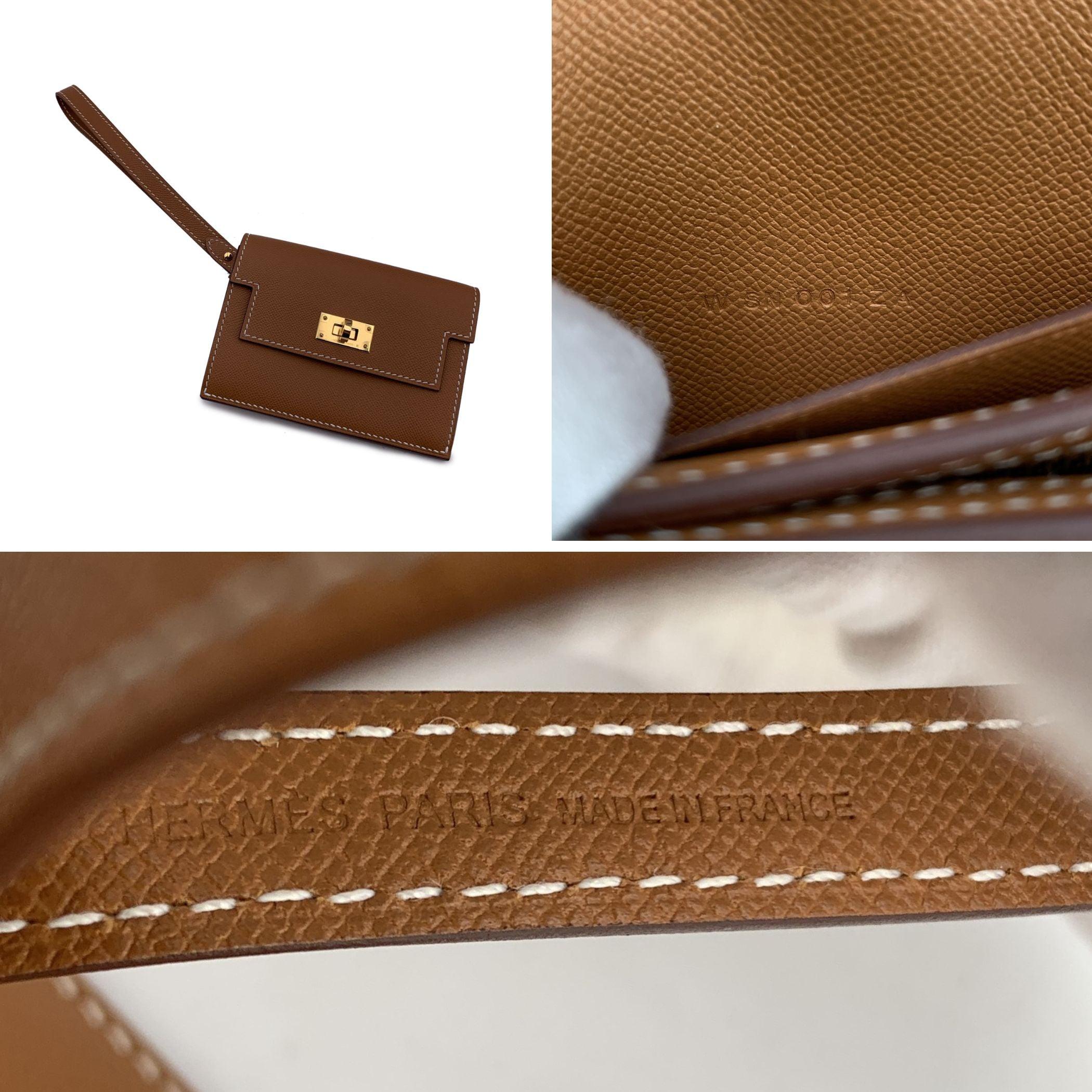 Hermes Tan Epsom Leather Kelly Pocket Slim Wallet Gold Hardware For Sale 1
