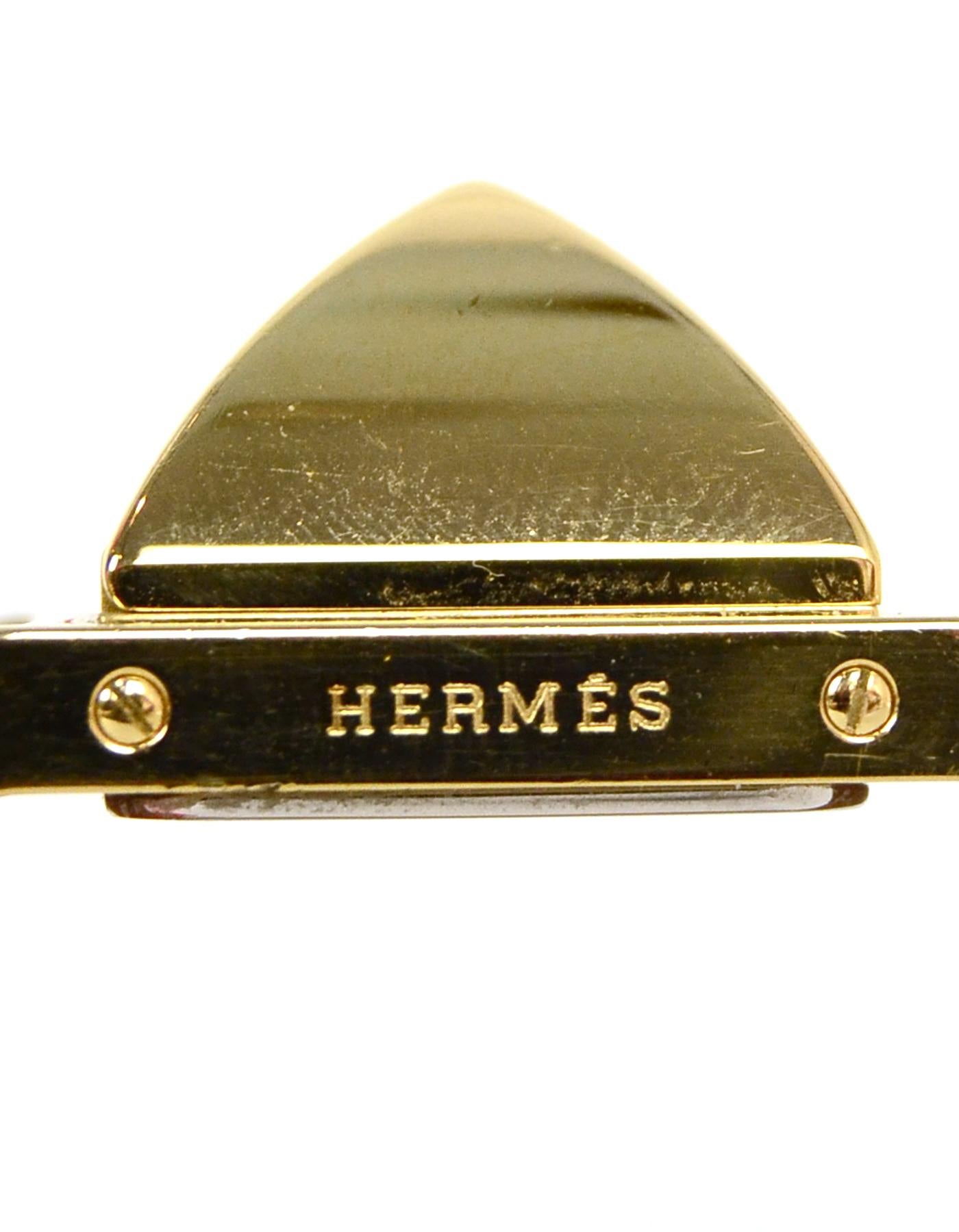 Hermes Tan/Gold 23mm Medor Watch PM w/ Extra Red Lizard Strap rt $4, 500 In Excellent Condition In New York, NY