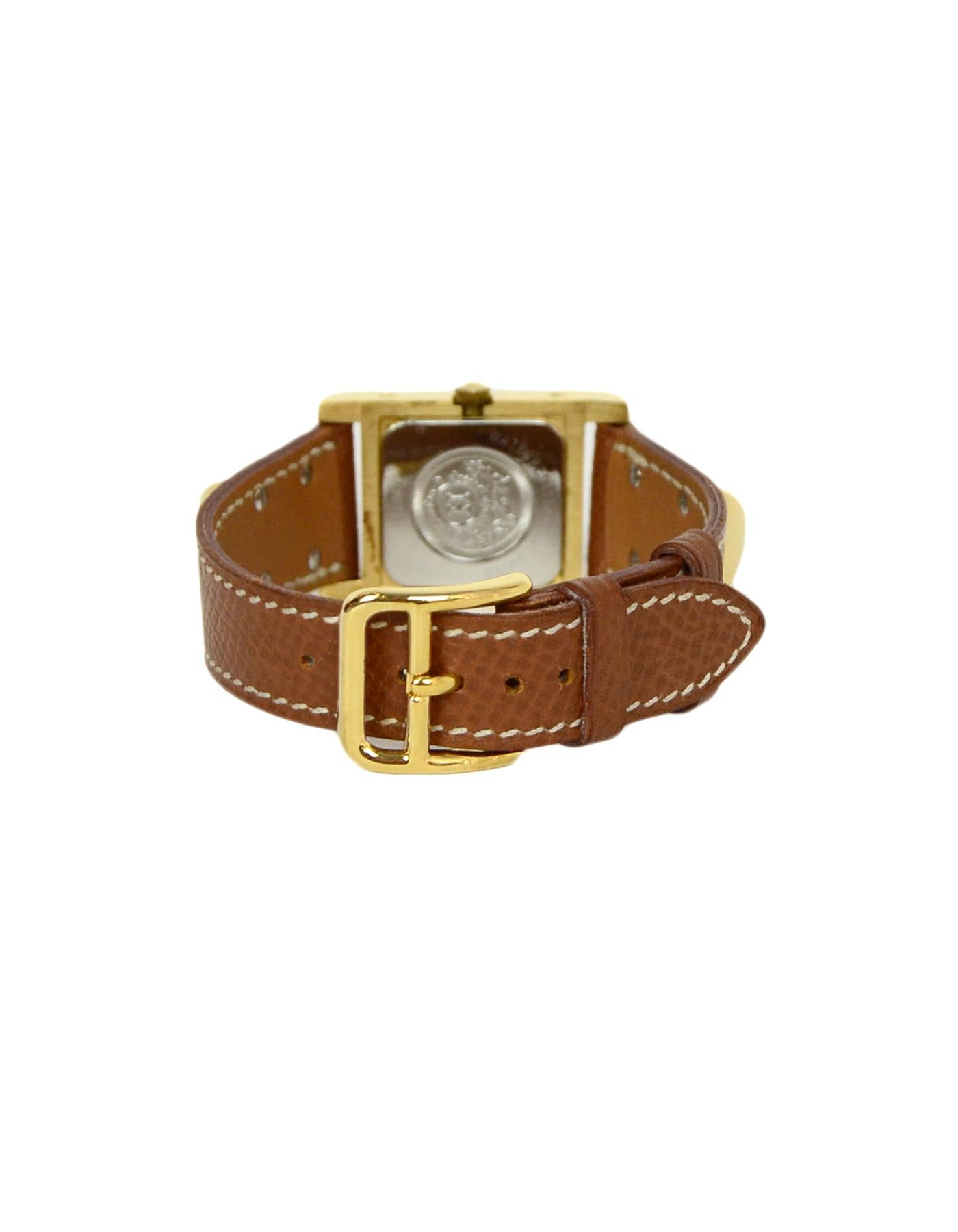 Women's or Men's Hermes Tan/Gold 23mm Medor Watch PM w/ Extra Red Lizard Strap rt $4, 500