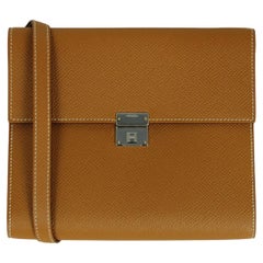 Hermes Tan Gold Epsom Pelle Clic 16 Portafoglio con Cinturino Borsa a tracolla