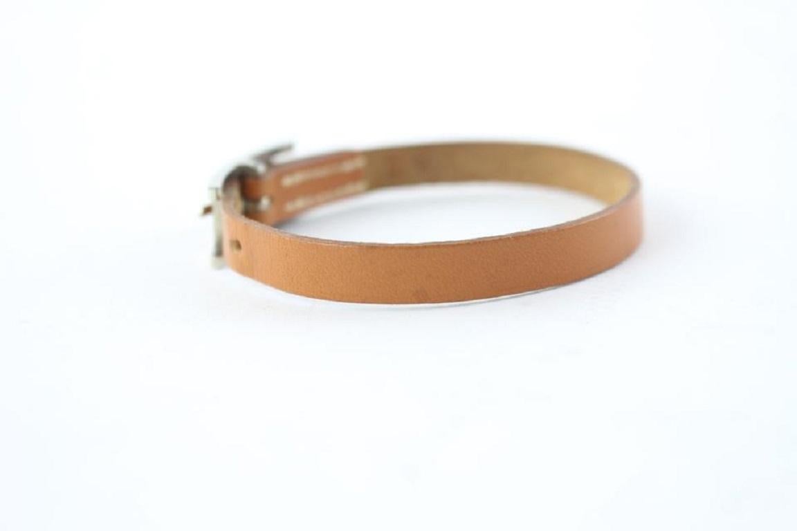 Hermès Tan Hapi Brown Leather Api Bracelet 9hz0831 Belt In Good Condition In Dix hills, NY