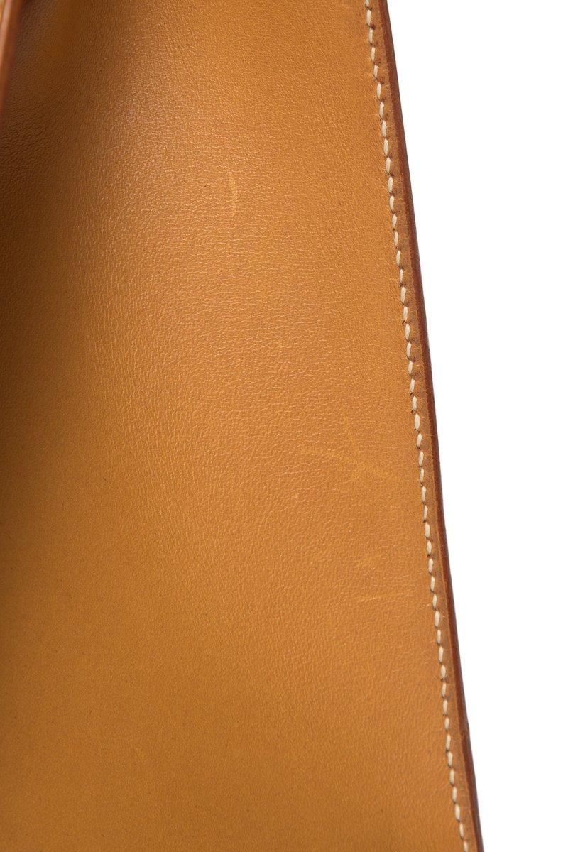 Hermes Tan Leather and Painted Denim Kelly 35cm For Sale 3