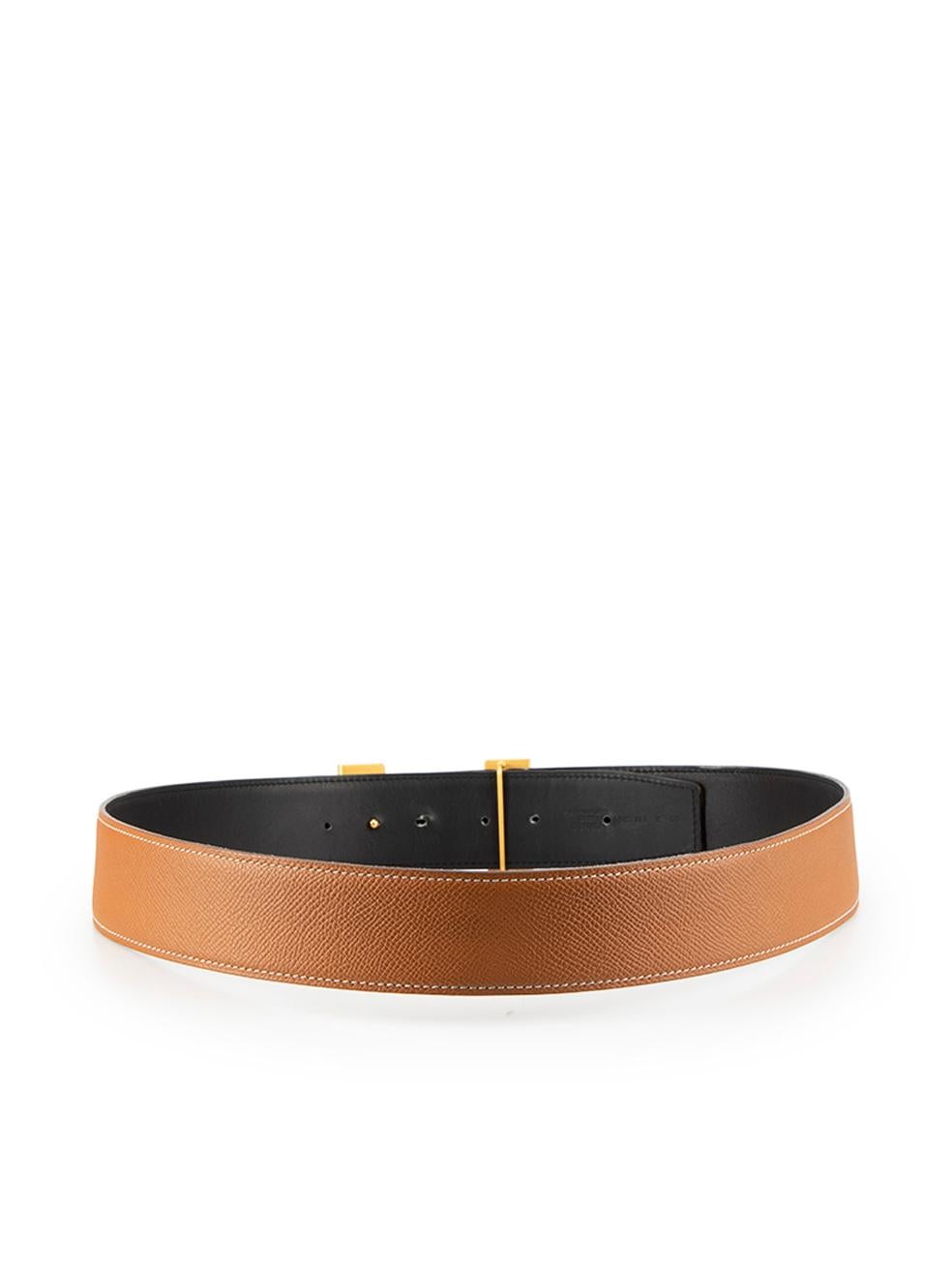 Women's Hermès Tan Leather Brass ‚ÄôH‚Äô Buckle Belt For Sale