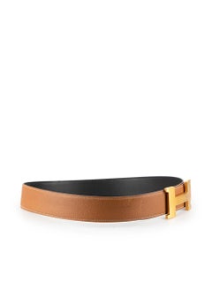 Hermès Tan Leather Brass ’H’ Buckle Belt