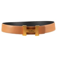 Hermès Tan Leather Brass ’H’ Buckle Belt