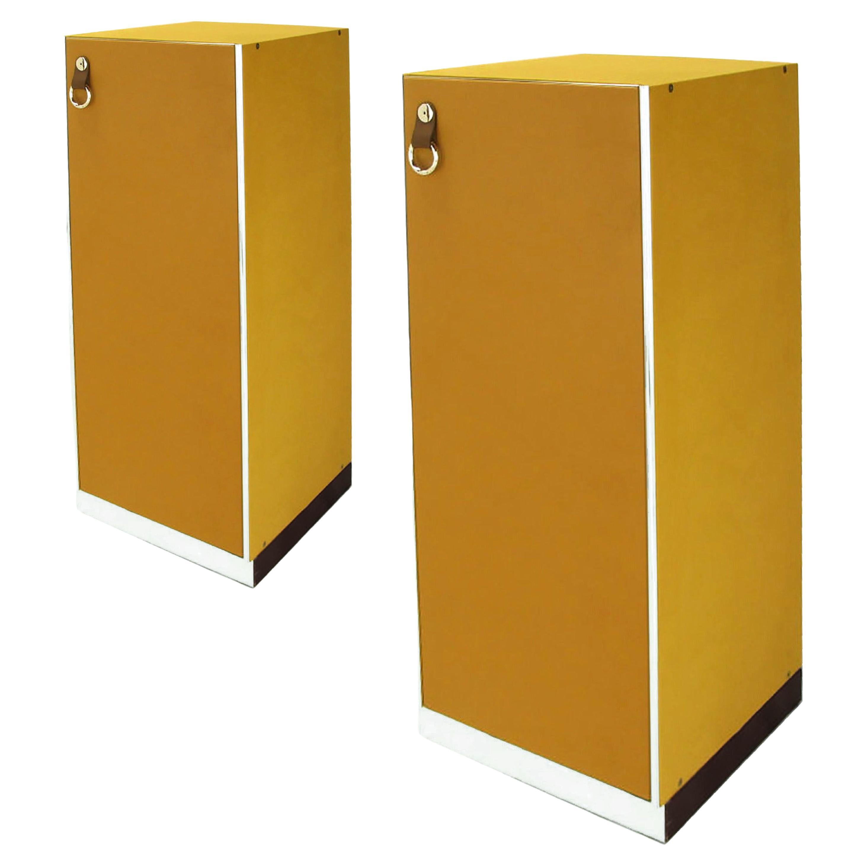 Hermès Tan leather chest with drawers, cabinet armoire, i4 Mariani Italy 1970s. Guido Faleschini. 
I4 Mariani for Pace fully upholstered cabinet, mid-20th century, designed by Guido Faleschini, displayed and available for custom order at select