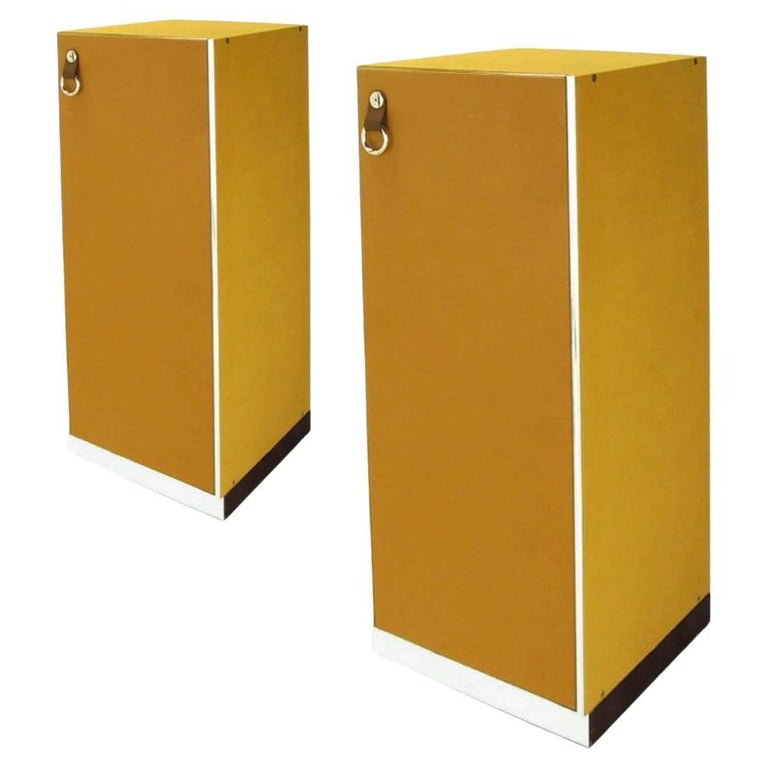 Hermès Tan Leather Chests with Drawers, Cabinets, Guido Faleschini, Italy, 1970s For Sale