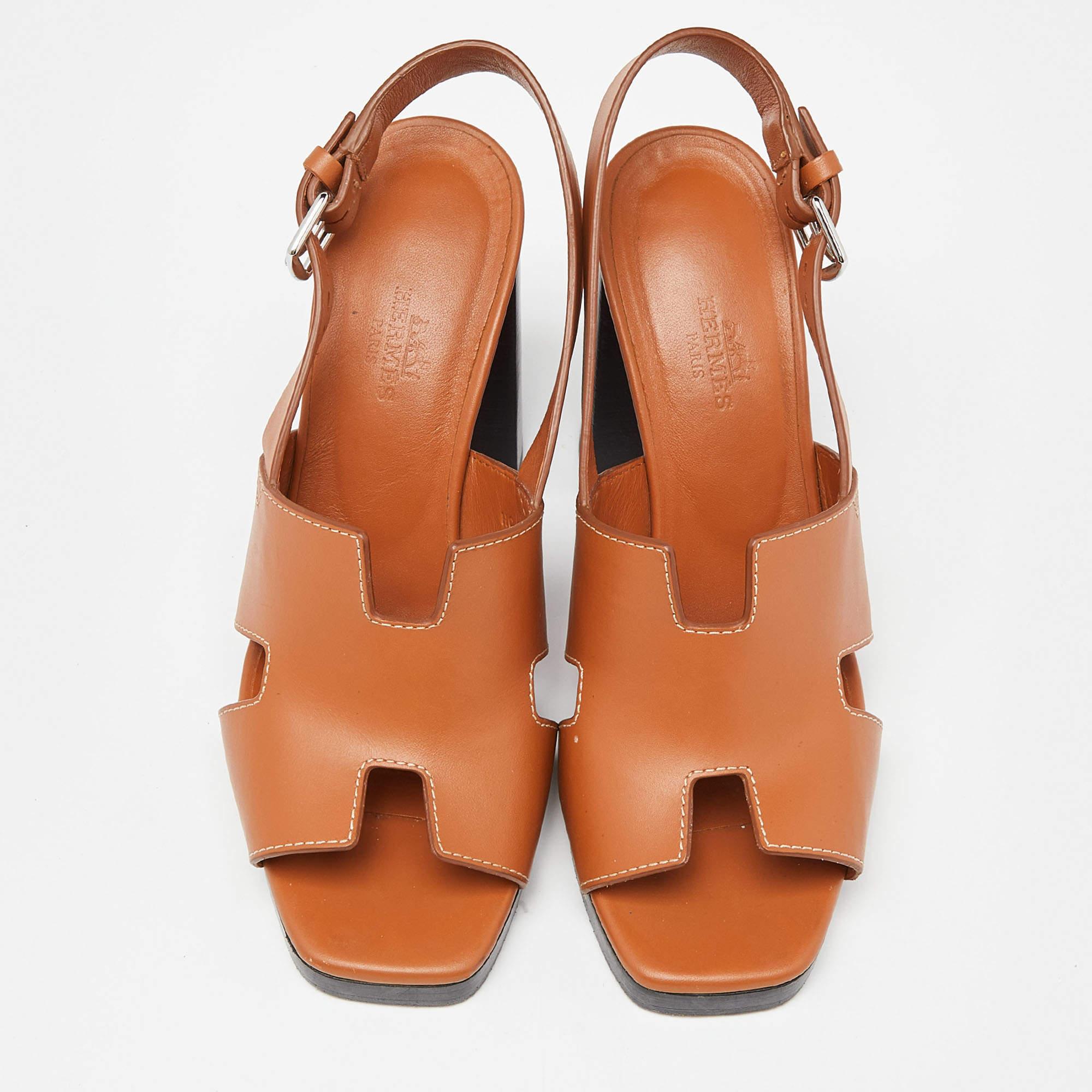 Make a statement with these Hermes leather sandals for women. Impeccably crafted, these chic heels offer both fashion and comfort, elevating your look with each graceful step.

Includes: Original Dustbag, Original Box, Invoice


