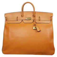 Vintage Hermes Tan Leather HAC 50 Gold Birkin Bag