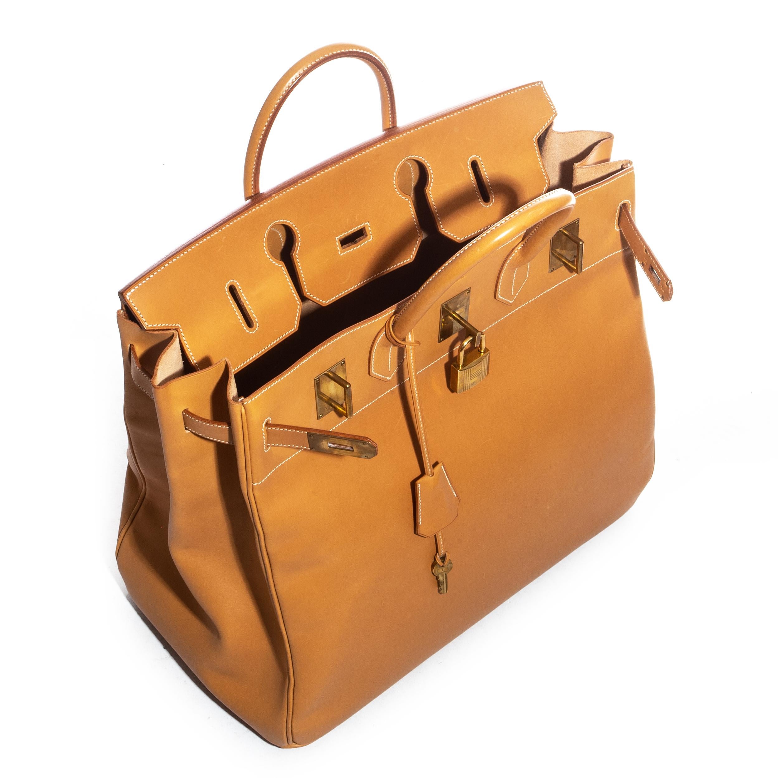 Hermes Tan leather HAC Birkin bag, size 45, c. 1998  3