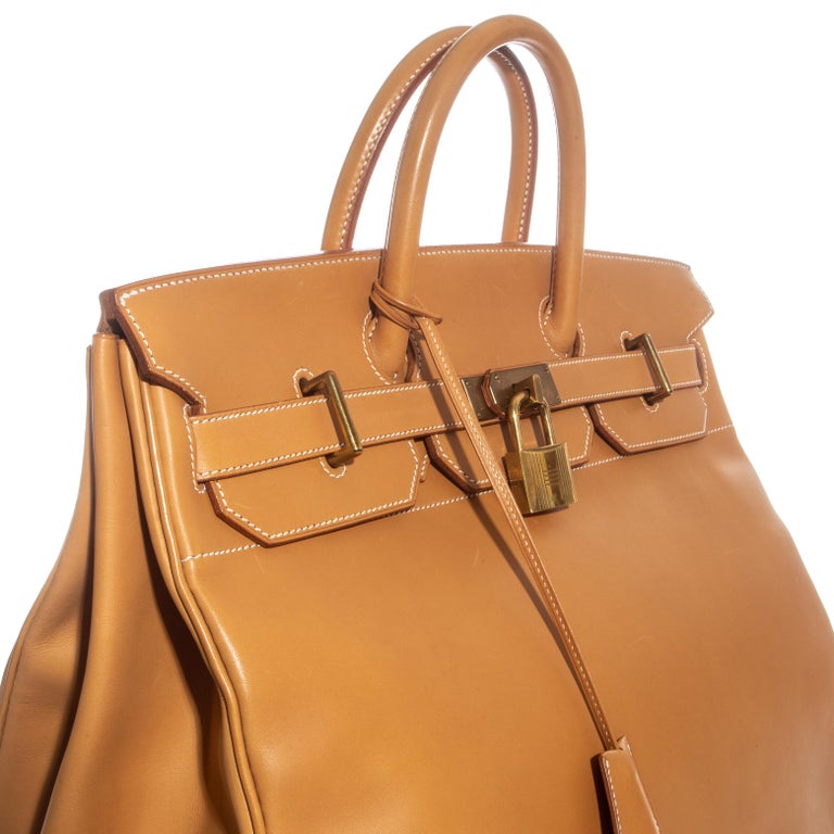 Hermes Tan leather HAC Birkin bag, size 50, c. 1998 For Sale at 1stdibs