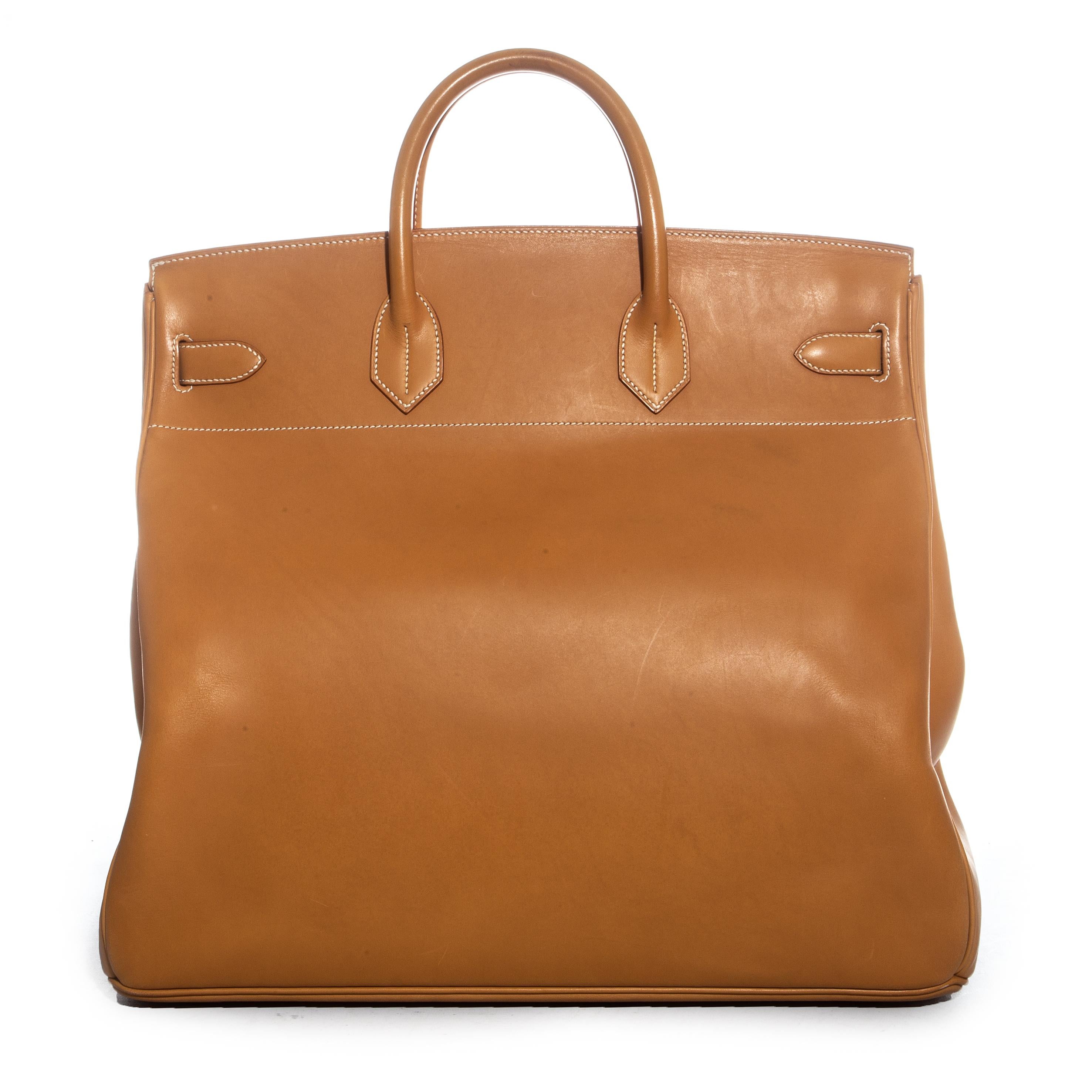 Orange Hermes Tan leather HAC Birkin bag, size 45, c. 1998 