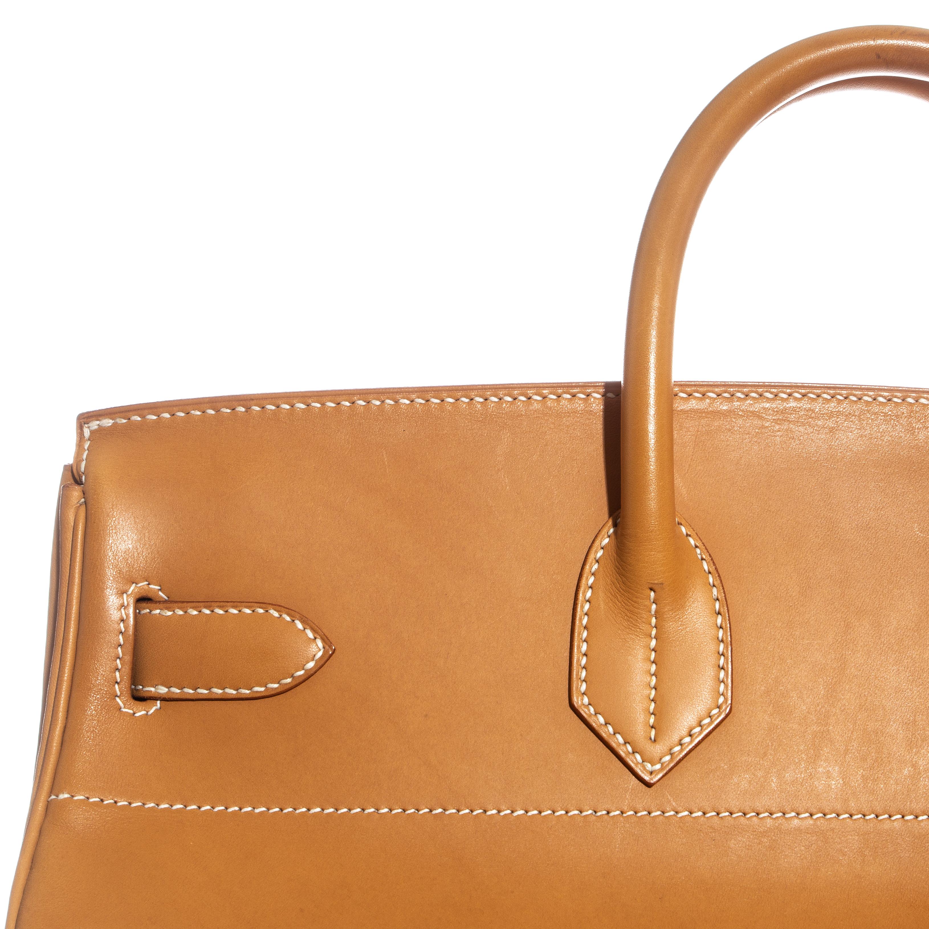 Hermes Tan leather HAC Birkin bag, size 45, c. 1998  In Good Condition In London, GB